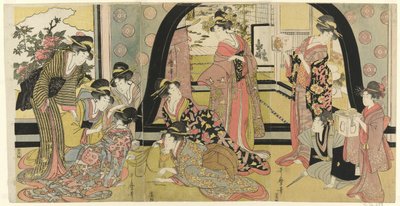 Nyereménysorsolás (Ho biki) alkotó: Kitagawa Utamaro