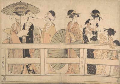 Élvezd a Cool Evening Breeze-t a...a hídon, kb. 1800. alkotó: Kitagawa Utamaro