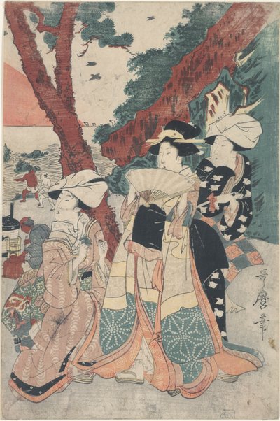 Futamigaura strand az újévkor alkotó: Kitagawa Utamaro