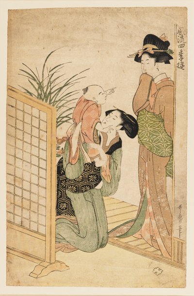 Anya, gyerek és ápolónő, c1800 alkotó: Kitagawa Utamaro