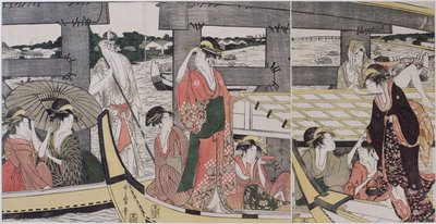 A Ryogoku híd tetején és alatt, kb. 1796 alkotó: Kitagawa Utamaro