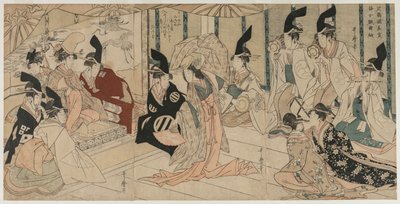 Jelenet a The Treasury of Loyal Retainers (Chushingura) című darabból adaptálva alkotó: Kitagawa Utamaro