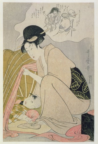 T H Riches 1913. Child has a Nightmare, 1801 körül (fatömbnyomat) alkotó: Kitagawa Utamaro