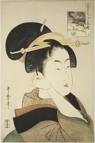 Tatsumi Roko, a Híres szépségek a hat halhatatlan költőhöz hasonlított sorozatból alkotó: Kitagawa Utamaro