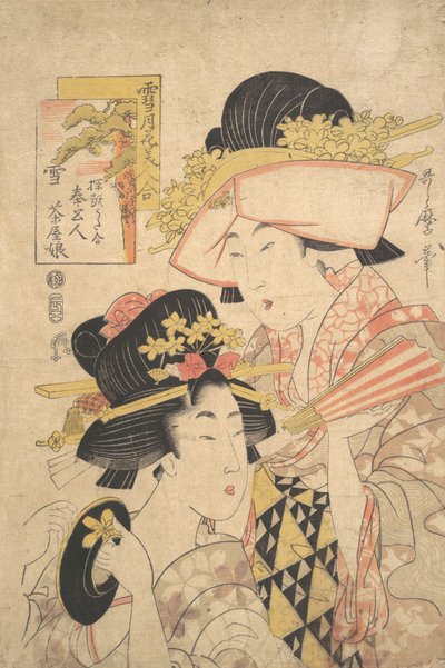 Teaházi lány és szolgáló: Snow..., 18. század vége. alkotó: Kitagawa Utamaro