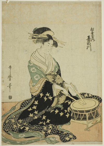 Kisegawa, a Matsubaya udvarhölgye, a Matsubaya udvarhölgyei, mint öt zenész cím nélküli sorozatából alkotó: Kitagawa Utamaro