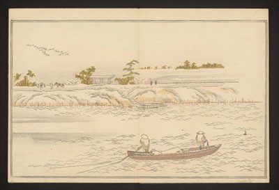 A bankok a Sumida folyó hóban alkotó: Kitagawa Utamaro