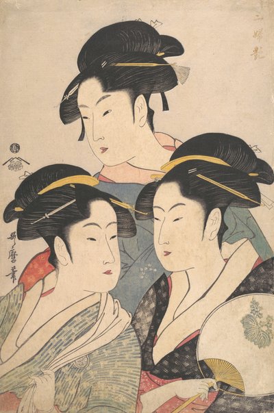 A Kwansei-korszak három szépsége, kb. 1791. alkotó: Kitagawa Utamaro