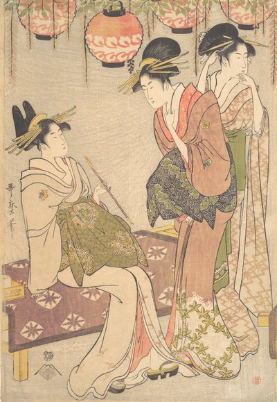 Három kurtizán, 18. század vége – 19. század eleje. alkotó: Kitagawa Utamaro