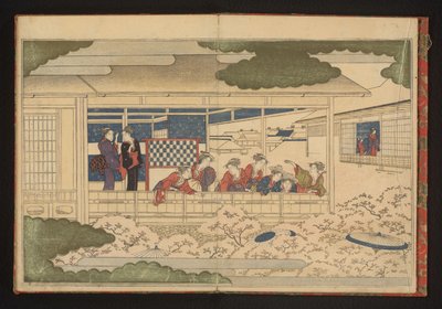 A felvonulás megtekintése a főutcán, a Nakanochôn, a Yoshiwara szórakozónegyedben alkotó: Kitagawa Utamaro