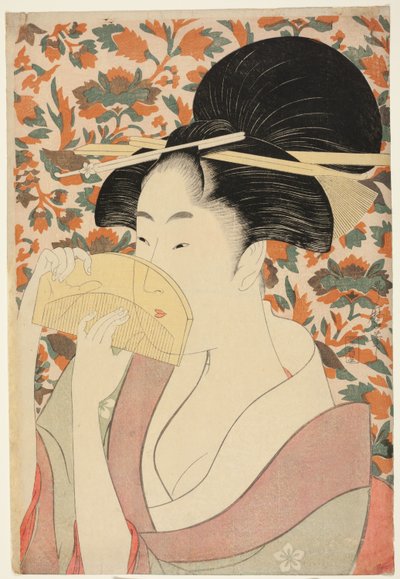 Nő, aki teknőspáncélú hajfésűt tart alkotó: Kitagawa Utamaro