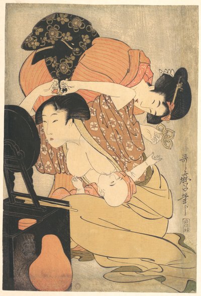Nő és gyermek alkotó: Kitagawa Utamaro
