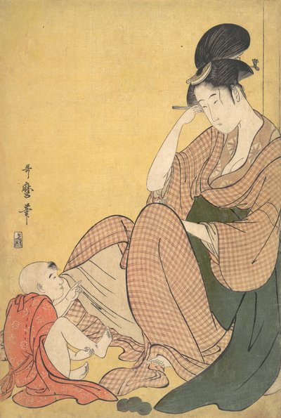 Nő és gyermek, kb. 1794-95. alkotó: Kitagawa Utamaro
