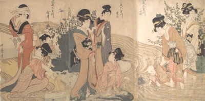 Nők és gyerekek a patak partján, 18. század vége – 19. század eleje. alkotó: Kitagawa Utamaro