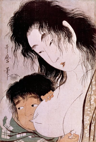 A Yamauba és Kintaro: Az ókori japán nyomat, Utamaro Kitagawa (1753-1806). Nap. 0,37x0,25 m. 1801-1803. Párizs, Guimet Múzeum, Ázsiai Művészeti Nemzeti Múzeum alkotó: Kitagawa Utamaro