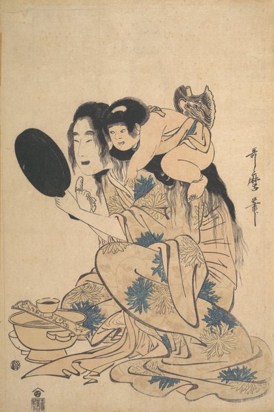 Yamauba befeketíti a fogait és Kintoki, kb. 1795. alkotó: Kitagawa Utamaro