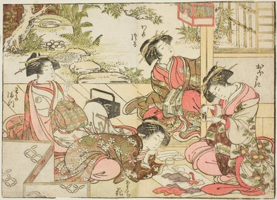 Otawaraya udvarhölgyei, a "Gyönyörű nők tükre az örömnegyedből (Seiro bijin awase sugata kagami)" című könyvből. 2 alkotó: Kitao Shigemasa