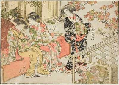 Tsuruya udvarhölgyei, a "Gyönyörű nők tükre az örömnegyedben (Seiro bijin awase sugata kagami)" című könyvből. 2 alkotó: Kitao Shigemasa