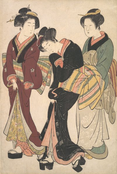 Két gésa és egy szobalány, kb. 1790. alkotó: Kitao Shigemasa