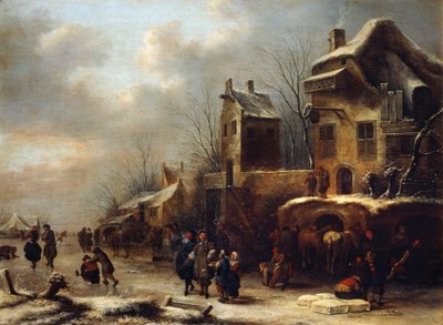 Korcsolyapálya a folyón, 1665 alkotó: Klaes Molenaer