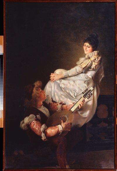 A Love Song (A Love Song) - Klavdi Stepanovich Stepanov (1854-1910) festménye, olaj, vászon alkotó: Klavdi Petrovich Stepanov