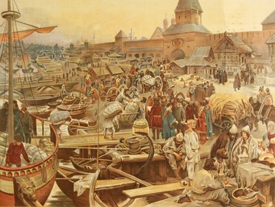 Novgorod kikötője, 1907 alkotó: Klavdiy Vasilievich Lebedev
