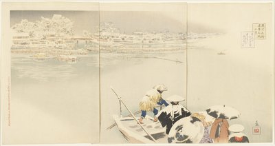 Február: Matsuchiyanma Hill alkonyatkor a hóban, 1896. március alkotó: Kobayashi Kiyochika