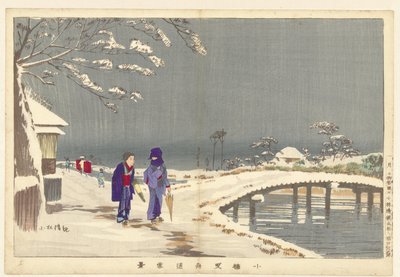 Havas táj a Hikifune-ban Koume-ban Koume Hikifunedo sekkei (cím a tárgyon) alkotó: Kobayashi Kiyochika