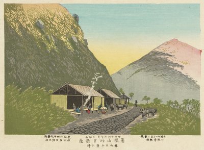 Édes szaké háza a Hakone-hegy lábánál, 18:00 egy tavaszi napon alkotó: Kobayashi Kiyochika