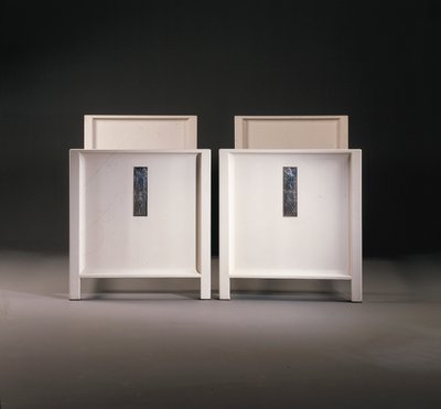 Egy pár Wiener Werkstatte egyszemélyes ágy, 1904 körül (festett fa) alkotó: Koloman Moser