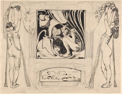 A nyár allegóriája, 1896-ban vagy utána (tusrajz) alkotó: Koloman Moser