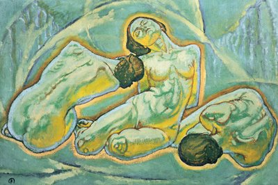 Drei kauernde Frauen - Három guggoló nő ... (festmény, vászon) alkotó: Koloman Moser