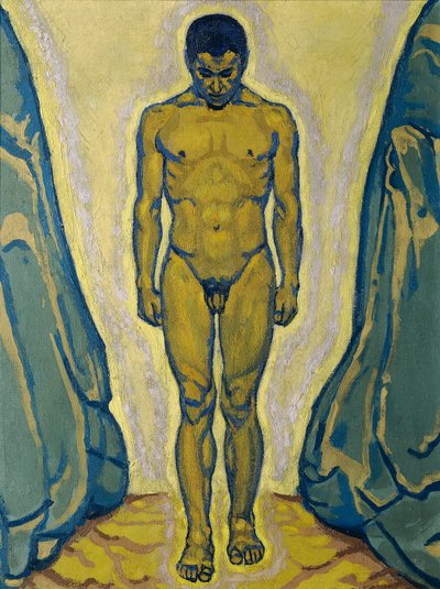 Meztelenül állva sziklák között alkotó: Koloman Moser