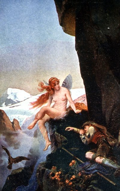 Tündér a svájci Alpokban, c. 1910 (illusztráció) alkotó: Konrad Dielitz