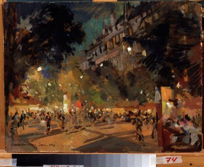 Párizs, Franciaország (Párizs). A Boulevard Montmartre leírása és animációja egy nyári estén. Konsztantyin Alekszejevics Korovin (Konsztantin Korovin) festménye (1861-1939), olaj, vászon alkotó: Konstantin Alekseevich Korovin