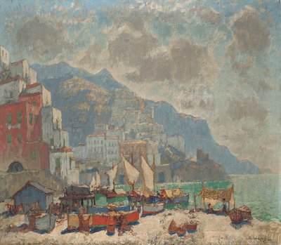 Amalfi kilátása a reggeli fényben, alkotó: Konstantin Ivanovich Gorbatov