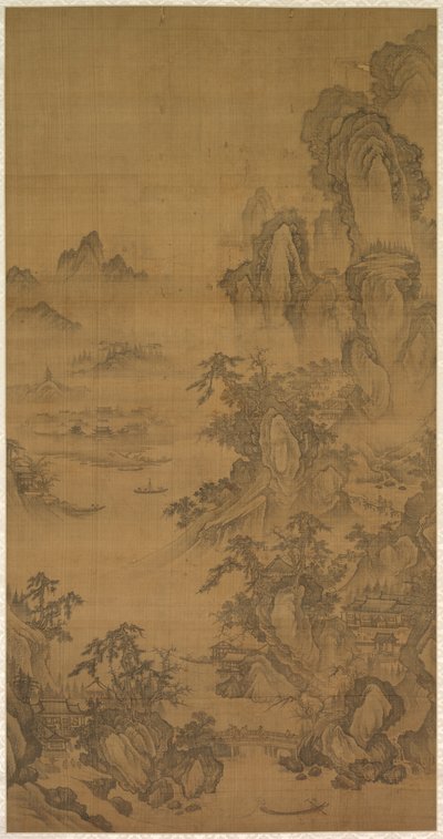Hegyi piac, tiszta, felszálló köddel alkotó: Korea, Joseon dynasty