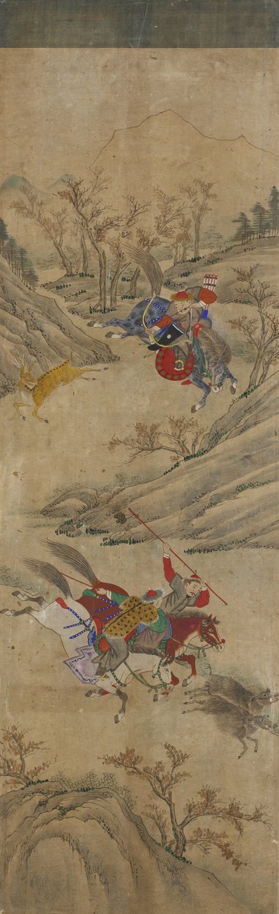 Vadászhely (3 lovas és 2 vaddisznó) (wc papíron) alkotó: Korean School