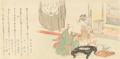 Udvarhölgy a klienssel egy Tokonoma-fülke előtt, 1798. alkotó: Kubo Shunman