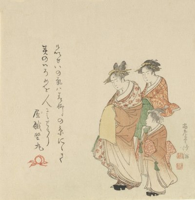 udvarhölgy két kísérővel, 1797. alkotó: Kubo Shunman