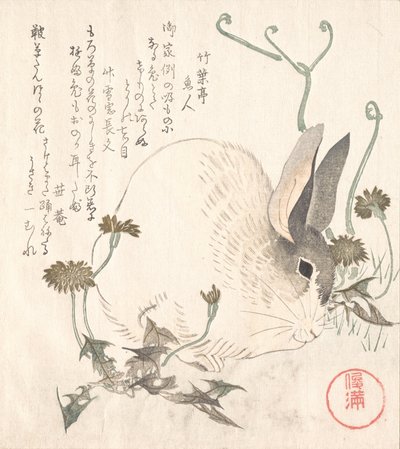 Nyúl és pitypang, valószínűleg 1820. alkotó: Kubo Shunman