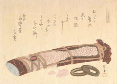 „Kard markolata”, a Hét lenyomat sorozatból a Shofudai Költőkör számára, 1810-es évek. alkotó: Kubo Shunman