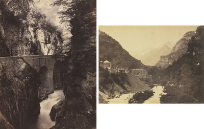 Út Eaux-Chaudes-ba, Pireneusokba (elöl); Eaux-Chaudes, Pireneusok (hátul) alkotó: Kubo Shunman