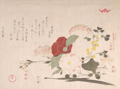 Tavaszi esőkollekció Harusame shu, vol. 2: Vágott virágok: Clematis, Bus..., 1815 Az ökör éve. alkotó: Kubo Shunman