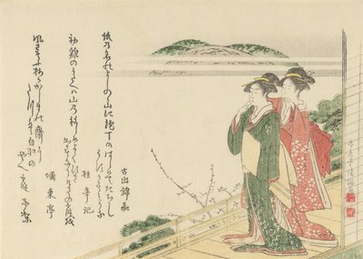 Két fiatal nő a verandán, 1796. alkotó: Kubo Shunman