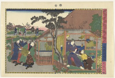 A hatodik felvonás Rokudanme (cím az objektumon) Jelenetek a Kanadehon Chushingura történetből (sorozat címe) Kanadehon Chushigura (sorozat címe az objektumon) alkotó: Kuniteru