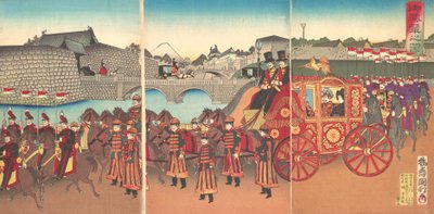 Kilátás a császári hintóról, 1889 Meiji 22., 1889. alkotó: Kunitoshi