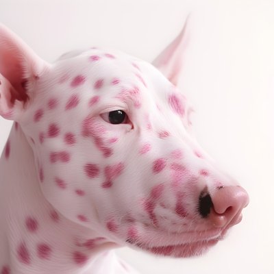 Lenyűgöző közeli disznórózsaszín fehér állati dalmát foltokon, moaré mintával 1 alkotó: Kurt Heppke
