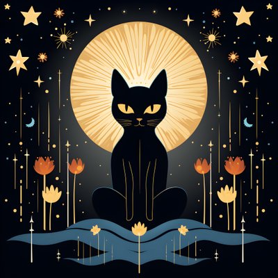 Egy lótuszvirágon ülve meditáló macska 1 alkotó: Kurt Heppke