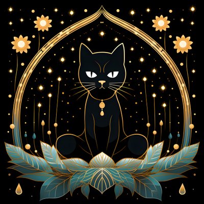 Katze in Meditation auf einer Lotusblume sitzend 4 alkotó: Kurt Heppke
